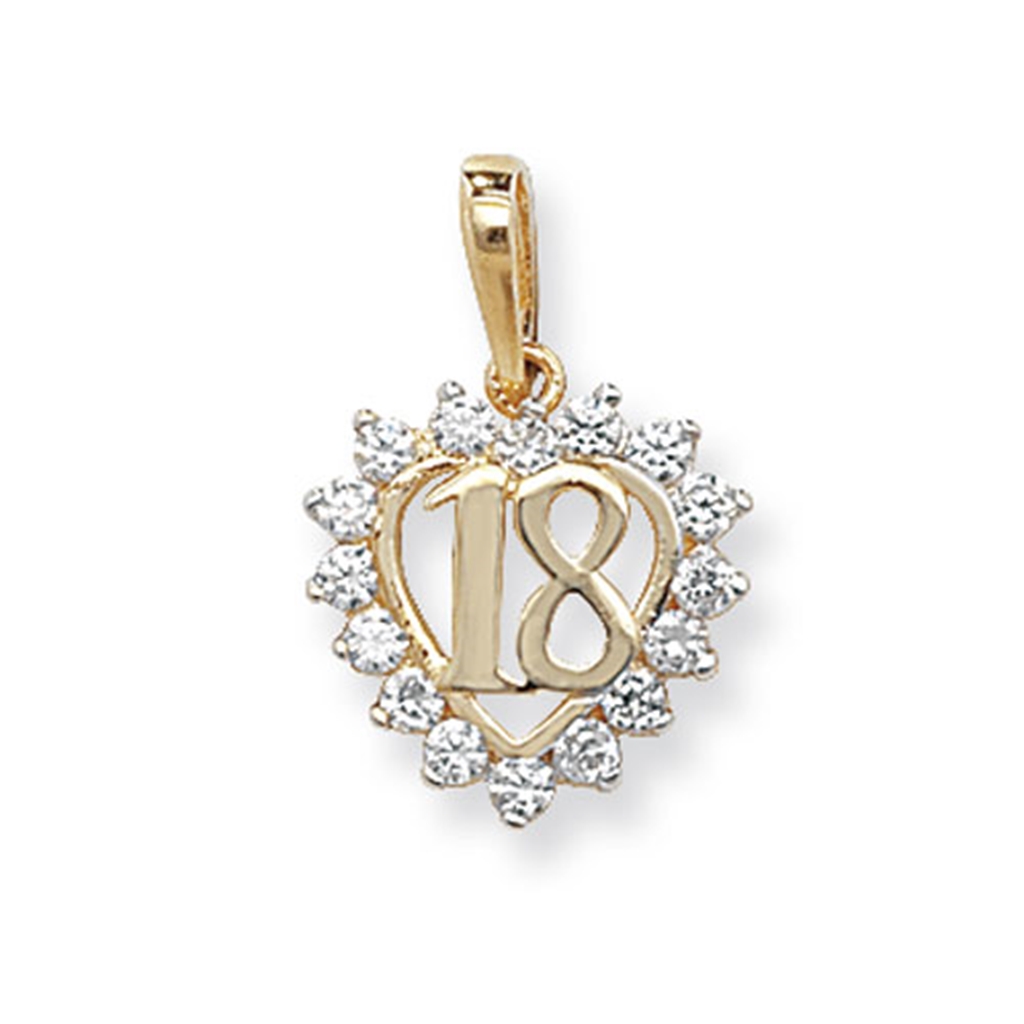 9ct Gold 18th Birthday Cubic Zirconia Heart Necklace  eBay