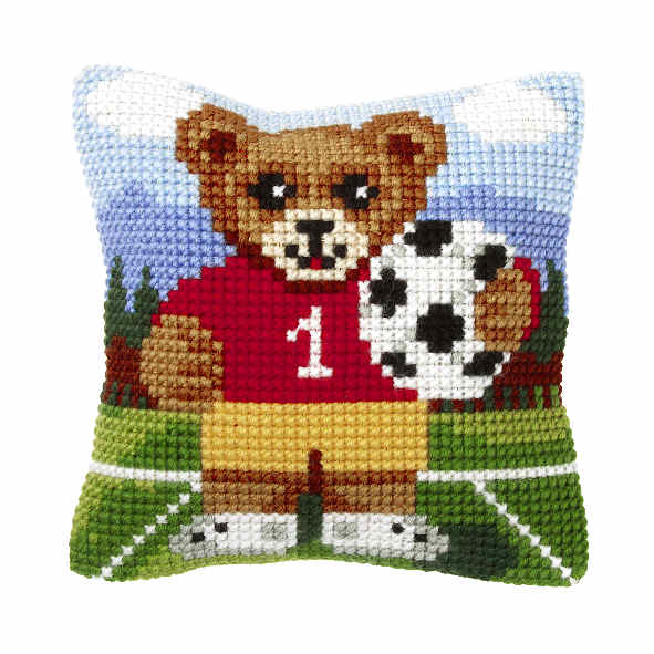 Orchidea Football Bear Cushion Cross Stitch Kit